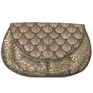 Vintage Beaded Evening Clutch Bag Snap Closure Mid-Century Japan